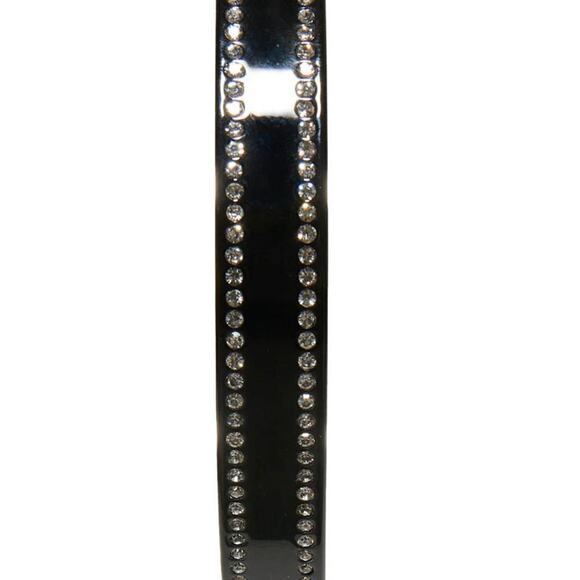RARE Lele Sadoughi Timeless Chic Black Acetate Crystal Slim Headband Gold Logo RARE Lele Sadoughi Timeless Chic Black Acetate Crystal Slim  main image 4